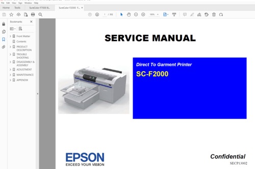 Product picture Epson SureColor F2000 / F2100 Service Manuals